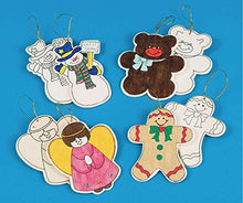 Load image into Gallery viewer, S&amp;S Worldwide Unfinished Wooden Christmas Ornament Assortment, Pk48
