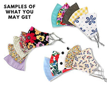 Load image into Gallery viewer, Stylish Cotton Face Mask with Filter Pocket, Handmade Floral Plaid design facemasks for women, washable reusable 3 layers, Ready to SHIP, Pack of 5

