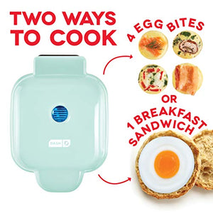 Dash DBBM450GBAQ08 Deluxe Sous Vide Style Egg Bite Maker with Silicone Molds for Breakfast Sandwiches, Healthy Snacks or Desserts, Keto & Paleo Friendly, (1 large, 4 mini), Aqua