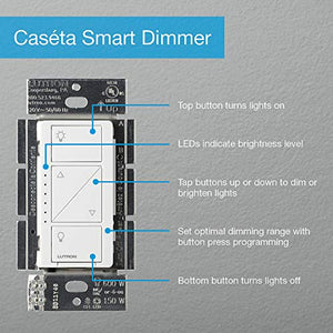 Lutron Caseta Wireless Smart Lighting Dimmer Switch and Remote Kit for Wall & Ceiling Lights, P-PKG1W-WH, White