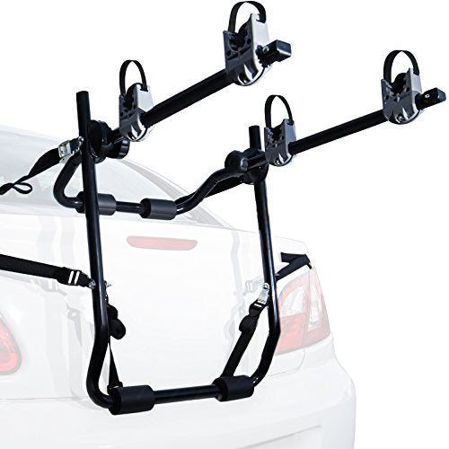 OxGord 2-Bike Rack Trunk Mount - Deluxe Bicycle Carrier for Most Sedans/Hatchbacks/Minivans and SUVs - Holds Two Cycles