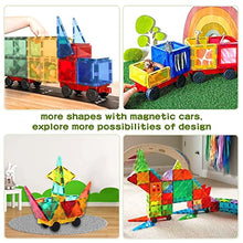 Load image into Gallery viewer, Magnetic Tiles with 2 Cars, Building Blocks Magnets Toys for Kids Toddlers, Educational Toys for 3+, STEM Preschool Learning Toys &amp; Gifts for Kids Ages 3 4 5 6 Year Old Boys Girls
