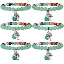 Load image into Gallery viewer, TUMBEELLUWA Beaded Bracelets Semi Precious Stone Yoga Beads Healing Crystals Tree of Life Charm Chakra Bracelet Handmade Jewelry for Women,Green Aventurine(7 Chakra)

