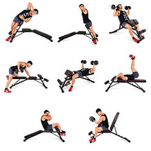 Load image into Gallery viewer, DlandHome Home Gym Adjustable Bench Sit Up Incline Exercise Dumbbell Bench Height Adjustable, Multi-Functional Strength Training Fitness Workout Station, PSBB004

