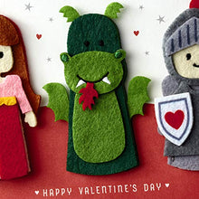 Load image into Gallery viewer, Hallmark Signature Valentine&#39;s Day Card for Kids with Finger Puppets (Princess, Knight, Dragon)
