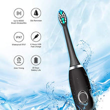 Load image into Gallery viewer, SARMOCARE Sonic Electric Toothbrush with Toothbrush Holder,Ultra-Sonic Power Whitening Toothbrush with 3 Modes, USB Fast Charging and Smart Timer,2 Brush Heads with Travle Case Black
