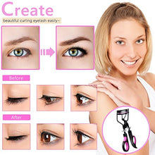 Load image into Gallery viewer, Eyelash Curlers Eyebrow Brush Kit for Women w Lash Curler, Eyelash Comb Seperator, Mascara Brushes, Eyelash Extension Tweezers, Angled Eyebrow Brush and Comb, 10 Silicone Refills Pads for Lash &amp; Brow
