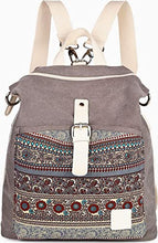 Load image into Gallery viewer, Womens Backpack Purse Canvas Purse 3-Way Crossbody Bag Boho Shoulder Tote Bags Girls (Grey - bohemian)
