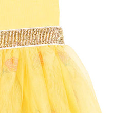 Load image into Gallery viewer, Disney Princess Belle Toddler Girls Short Sleeve Tutu Dress Scrunchie Set Yellow 3T
