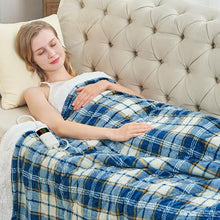 Load image into Gallery viewer, OCTROT Heated Blanket Electric Throw, Heating Blanket with 10 Heating Levels &amp; 8 Hours Auto Off, Thick Soft Fuzzy Heat Blanket Sherpa Flannel Plush Checkered Plaid Blanket for Couch, 50x60 inch Blue
