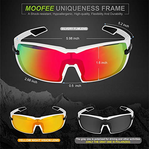  MooFee Sports Sunglasses,Cycling Glasses for Men Women with  3interchangeable lenses,Running Fishing Baseball Sunglasses Polarized :  Sports & Outdoors