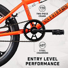 Load image into Gallery viewer, Mongoose Legion Mag Freestyle Sidewalk BMX Bike for-Kids,-Children and Beginner-Level to Advanced Riders, 20-inch Wheels, Hi-Ten Steel Frame, Micro Drive 25x9T BMX Gearing, Orange
