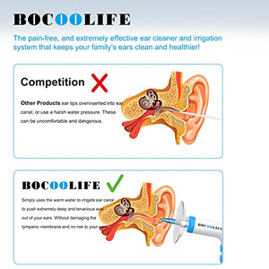 BOCOOLIFE Electric Earwax Removal Ear Irrigation System - Electric Ear Irrigation Kit Ear Cleaner Ear Wax Washer Safe and Easy Ear Cleaning with 4 Pressure Levels, 5 Disposable Tips & Ear Catch Basin