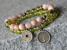 Load image into Gallery viewer, Abundance,Money Bracelet,Sunstone, Peridot,Lucky Mala Gemstone Bracelet,Chakra Bracelet,Healing Meditation,Buddha Yoga Mala
