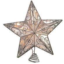 Load image into Gallery viewer, Snowfall Kurt Adler 10 Light 5 Point Silver Wire Star Treetop
