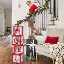 Load image into Gallery viewer, Christmas Decorations Red Black Plaid Noel Box,Large Transparent Noel Blocks Decorations for Fireplace Christmas Tree Decorations Home Decor Holiday Party Decorations
