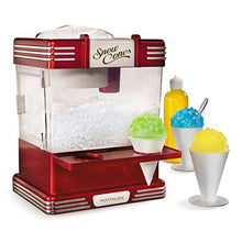Load image into Gallery viewer, Nostalgia RSM602 Countertop Snow Cone Maker Makes 20 Icy Treats, Includes 2 Reusable Plastic Cups &amp; Ice Scoop, Retro Red
