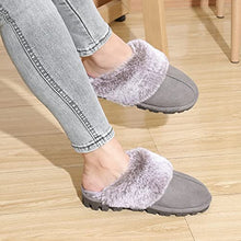 Load image into Gallery viewer, shoeslocker Slippers for Women Size 7 Multi-layer Memory Foam Fluffy Plush Lined House Slippers for Women Indoor Outdoor Grey
