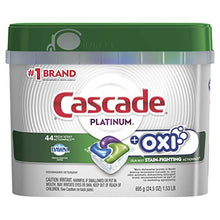 Load image into Gallery viewer, Cascade Platinum Dishwasher Pods, ActionPacs + Oxi, Dishwasher Detergent, Fresh Scent, 44 Count
