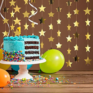 130 Feet Glitter Star Paper Garland Banner Hanging Decoration for Graduation Class of 2022 Congrats Grad Wedding Birthday Festival Party Decoration (Gold)