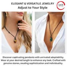 Load image into Gallery viewer, Luck Strings Handmade Chakra Gemstone Crystal Pendant Necklace, Unisex Design for Men &amp; Women, Large Rock Energy Amulet Jewelry Collar for Spiritual Wellness, Gem Accessory Gift, Nuummite Black
