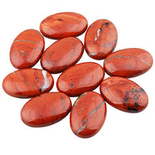 Load image into Gallery viewer, mookaitedecor Bundle - 2 Items: Red Jasper Crystal Egg with Stone Stand &amp; Pocket Palm Stone Worry Stones
