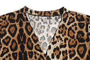 Shirt Cardigan for Women Printed Cardigan Leopard Coat Long Sleeve Open Front Cardigan Top w Pockets Brown