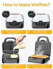Load image into Gallery viewer, Elechomes Belgian Waffle Maker with Removable Plates, Easy to Use and Dishwasher Safe, Non-Stick, 2-Slices, Cord-Storage, Premium Stainless Steel
