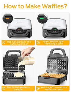 Elechomes Belgian Waffle Maker with Removable Plates, Easy to Use and Dishwasher Safe, Non-Stick, 2-Slices, Cord-Storage, Premium Stainless Steel