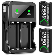 Load image into Gallery viewer, Controller Battery Pack for Xbox One/Xbox Series X|S, BEBONCOOL 2x2550 mAh Rechargeable Battery Pack for Xbox Series X|S/Xbox One/Xbox One S/Xbox One X/Xbox One Elite Controller-Green
