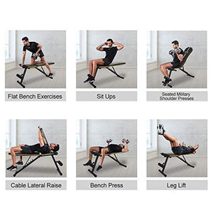 figolo Workout Bench, Adjustable Weight Bench with Wider Backrest/Seat for Full Body Workout Home Gym Strength Training Press bench with Easy Folding [2020 New Version]
