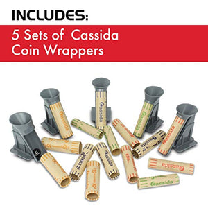 Cassida C300 Professional USD Coin Counter, Sorter and Wrapper/Roller | 35% Faster Wrapping Coins with Quickload Technology | 300 Coins/Minute | Printing-Compatible | Includes 5 Wrapper Sets