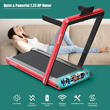 Load image into Gallery viewer, GYMAX 2 in 1 Under Desk Treadmill, 2.25HP Folding Walking Jogging Machine with Dual Display, Bluetooth Speaker &amp; Remote Controller, Electric Motorized Treadmill for Home/Gym (Red)

