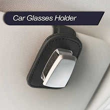 Load image into Gallery viewer, MECHCOS Car Glasses Holder Universal Car Visor Sunglasses Holder Clip Leather Eyeglasses Hanger and Ticket Card Clip Eyeglasses Mount for Car, 2 Packs, Black
