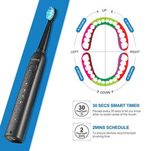 Load image into Gallery viewer, Electric Toothbrush, Sonic Rechargeable Eletronic Toothbrushes for Adults, Electronic Toothbrush with 2 Waterproof Replacement Brush Heads Power Clean as Dentist, Black
