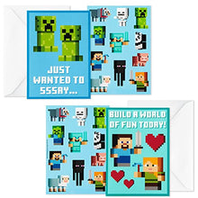 Load image into Gallery viewer, Hallmark Kids Minecraft Valentines Day Cards and Stickers Assortment (24 Cards with Envelopes)
