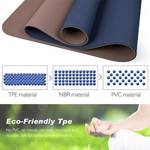 TOPLUS Yoga Mat, Upgraded 1/4 inch Non-Slip Texture Pro Yoga Mat Eco Friendly Exercise & Workout Mat with Carrying Strap - for Yoga, Pilates and Floor Exercises (Blue)