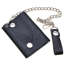Load image into Gallery viewer, Genuine Leather Farvahar Biker Chain Black Wallet Cardholder Keychain (Black)
