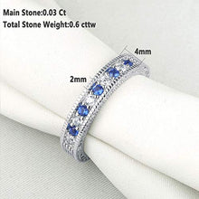 Load image into Gallery viewer, Newshe Size 7 Blue Engagement Wedding Ring Set 3pcs 2.5ct Princess White Cz and 1 Stackable Eternity Ring
