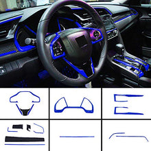 Load image into Gallery viewer, Boltry for Honda 10th Civic 2016~2021 Full Set of Car Interiors Instrument Panel Decorative Center Console Moulding Trim Air Outlet Automotive Steering Wheel Cover Accessories 16Pcs-Blue
