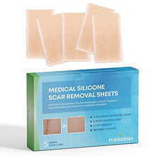 Load image into Gallery viewer, Puriderma Medical Silicone Scar Removal Sheets [Set of 5] - Fast &amp; Effective on Keloid, Surgery, Burn, Acne, C-Section Scars
