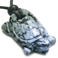 Load image into Gallery viewer, BestAmulets Amulet Lucky Charm Turtle Snowflake Obsidian Evil Eye Protection Pendant Necklace
