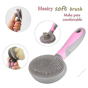 Hesiry Cat Brush Pet Soft Brush for Shedding Removes Loose Undercoat,Slicker Brush for Dog Massage-Self Cleaning