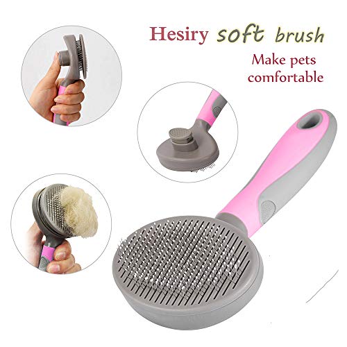 Hesiry Cat Brush Pet Soft Brush for Shedding Removes Loose Undercoat,Slicker Brush for Dog Massage-Self Cleaning