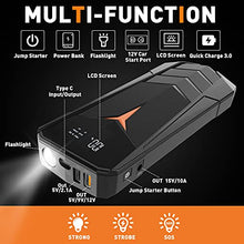 Load image into Gallery viewer, Car Jump Starter, SUNPOW 2000A Peak 20000mAh Lithium Jump Starter Pack(Up to All Gas and 8.5L Diesel),12V Battery Booster for Cars, Trucks, SUV, Portable Power Pack with LCD Screen &amp; LED Light
