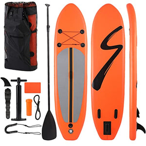 10'×6" Stand up Paddle Board sup Inflatable Non-Slip Deck pad Ultra-Light Standing Boat sup Accessories Waterproof Bag, Backpack Leash Hand PUM Repair kit fin Youth Adult (Orange)