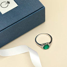 Load image into Gallery viewer, Peora Created Emerald Ring in 14K White Gold with Genuine White Topaz, Designer Cushion Cut, 2 Carats, Comfort Fit, Size 9
