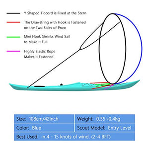 VGEBY 42Inch Wind Sail, Foldable Popup Board Paddle Downwind Sail Kit for Kayaks, Canoes, Inflatable Boats, Paddle Board