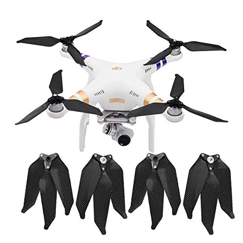 O'woda Foldable Carbon Fiber Tri-Blades Propellers Low-Noise Quick Release CW & CCW Props for DJI Phantom 3 Standard/Professional/Advance / 3SE Drone Accessories