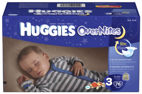 Huggies Overnites Diapers, Size 3, Big Pack, 76 Count